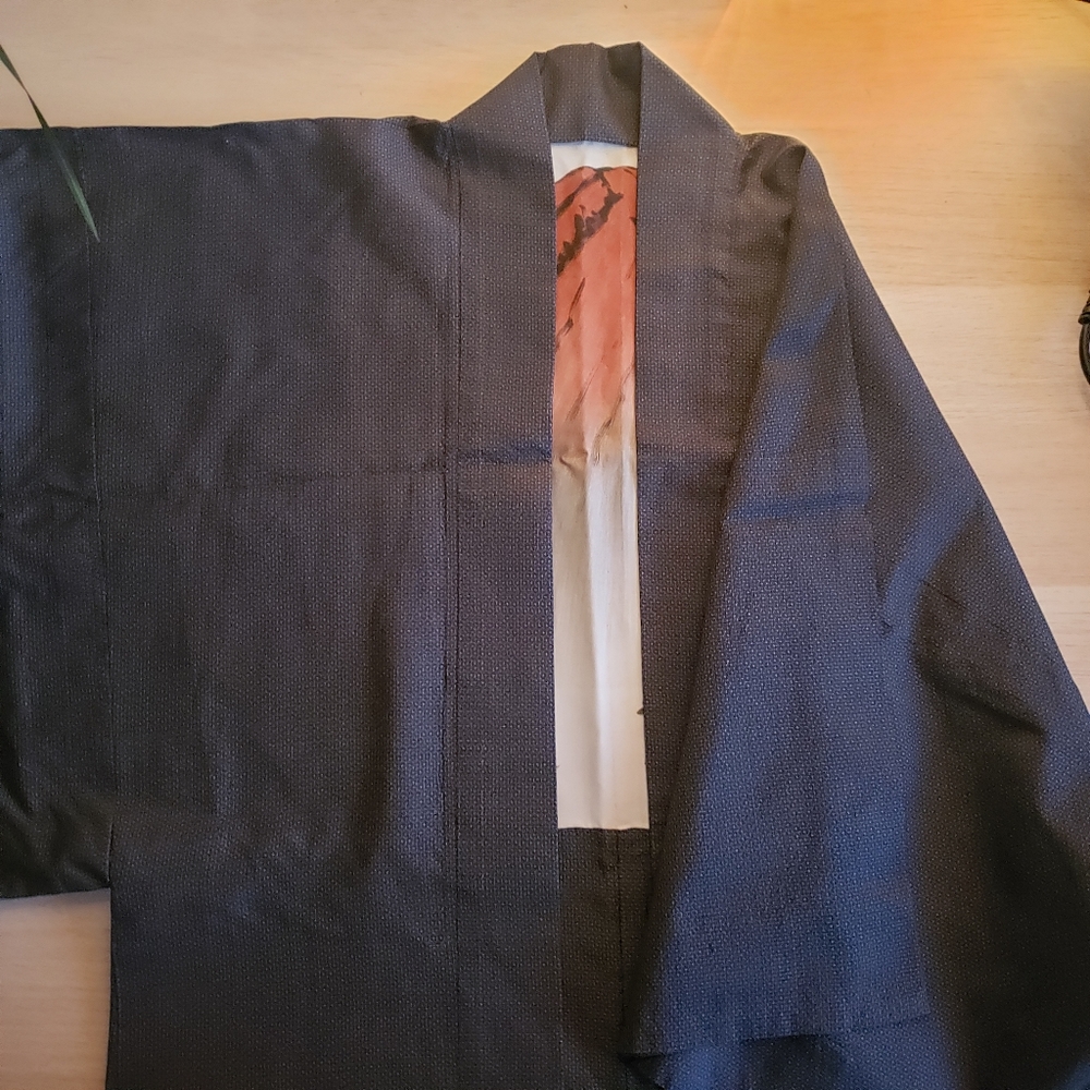 Silk Kimono with Fuji Mountain Details